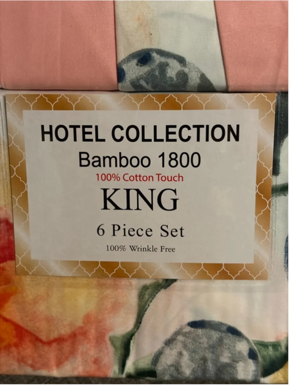 HOTEL COLLECTION King 6 Piece Pink White Floral Bamboo 1800 Sheet Set